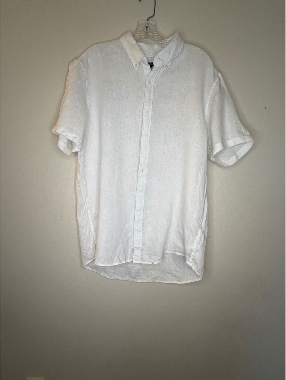 Michael Kors XL Slim Fit White Linen Button-Up Shirt
